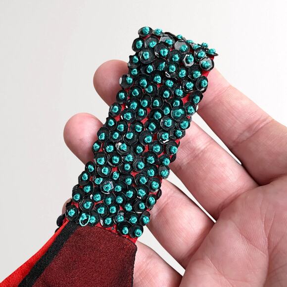 Nachiket Barve 100% Silk Maxi Dress Bauhaus MCM Gown Wedding Blue Maroon Green - Picture 3 of 10